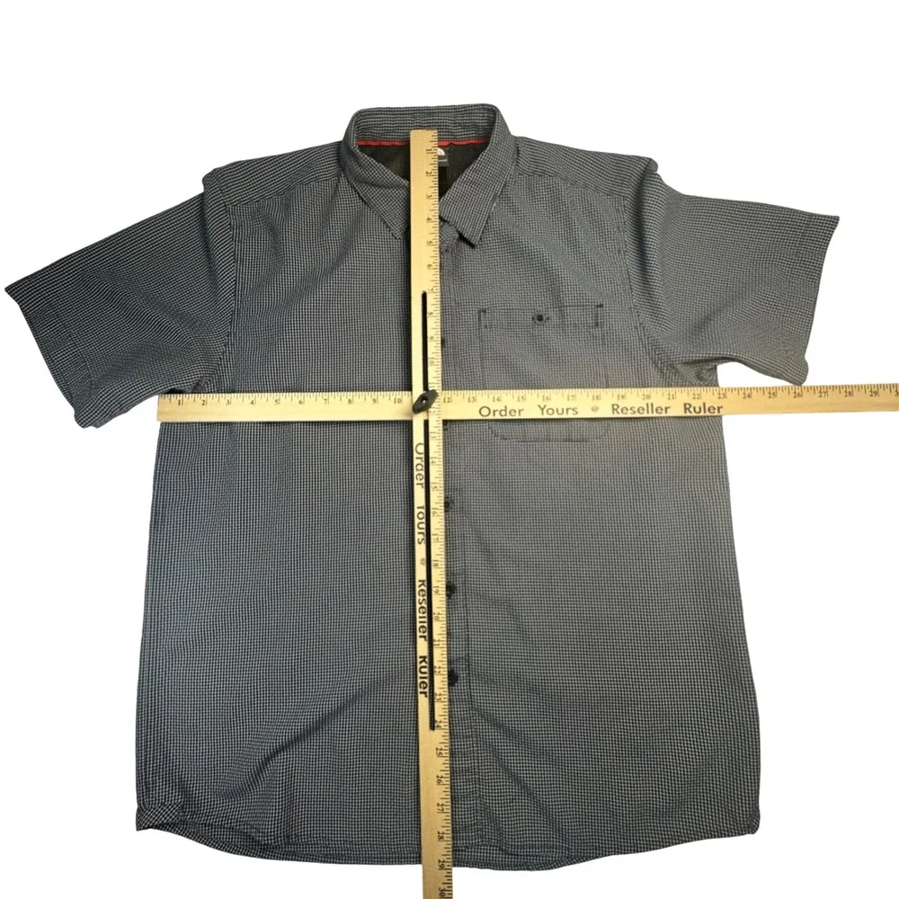 The North Face Mens Blue Micro Check Short Sleeve Button Down Shirt XL